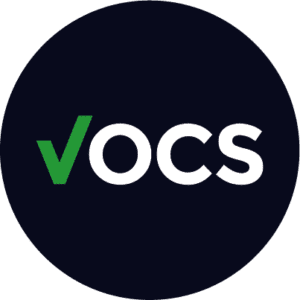 VOCS round Logo on dark blue background